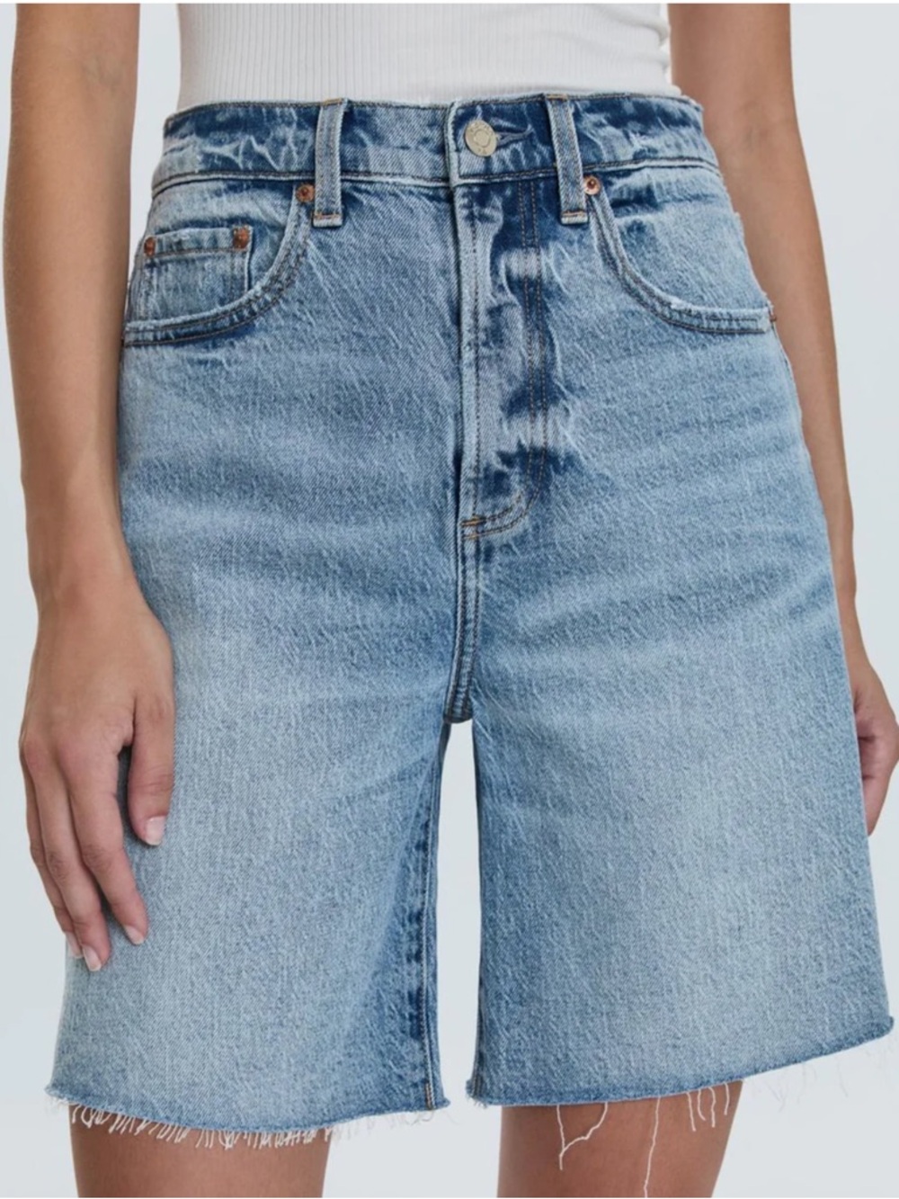 pistola Kaylee Light Blue High-Rise Denim Bermuda Shorts, Size 31, NWT